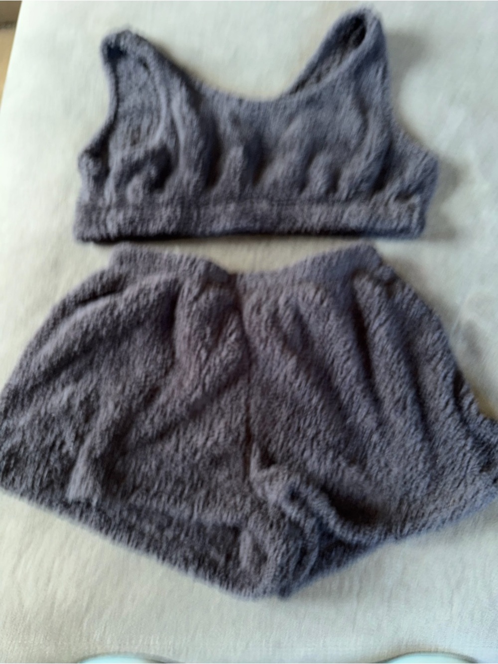 Plush Bralette & Lounge Shorts Set - Black